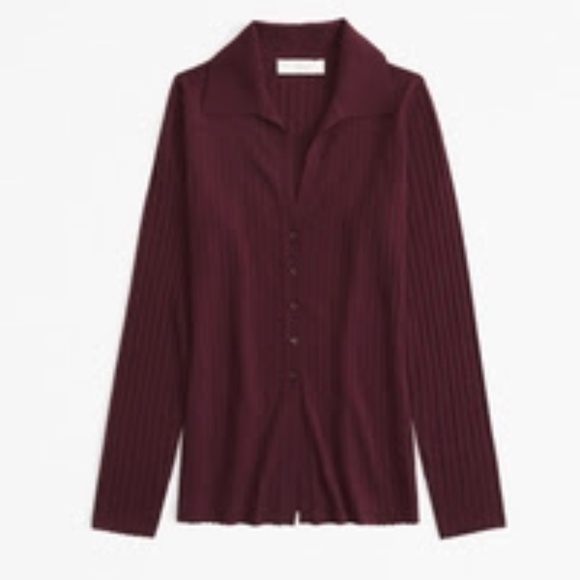 Abercrombie Women's Merino Wool Slim Collared Top - Picture 2 of 2